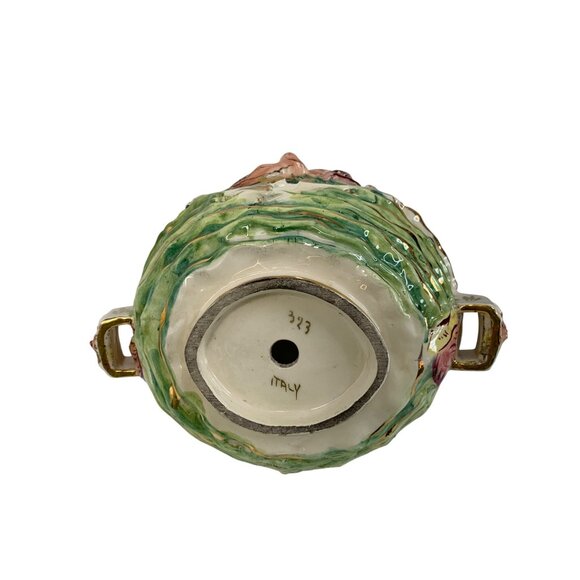 VTG Italian Ceramic Capodemonte Vase / Lamp Base Gold Cherub 8780 Hand Paint - Picture 8 of 12